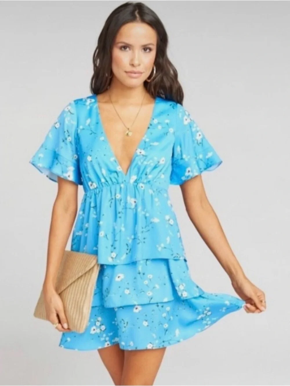 Show Me Your MuMu Floral Tiered V-Neck Mini Dress - Picture 3 of 7
